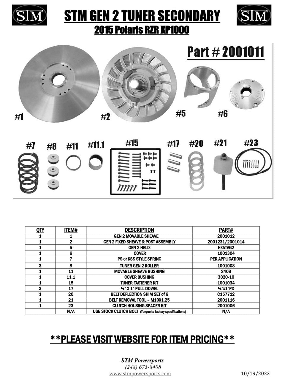 2015 XP1000 Tuner Secondary Assembly