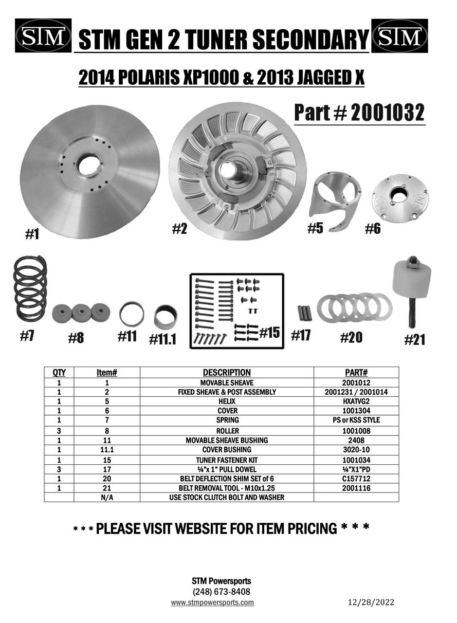 2014 XP1000 / Jagged X Gen 2 Tuner Secondary Assembly