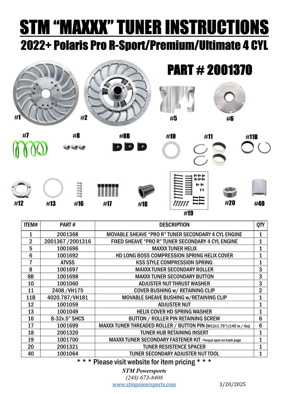 PRO "R" MAXXX STM Tuner Secondary 4 Cylinder Engines