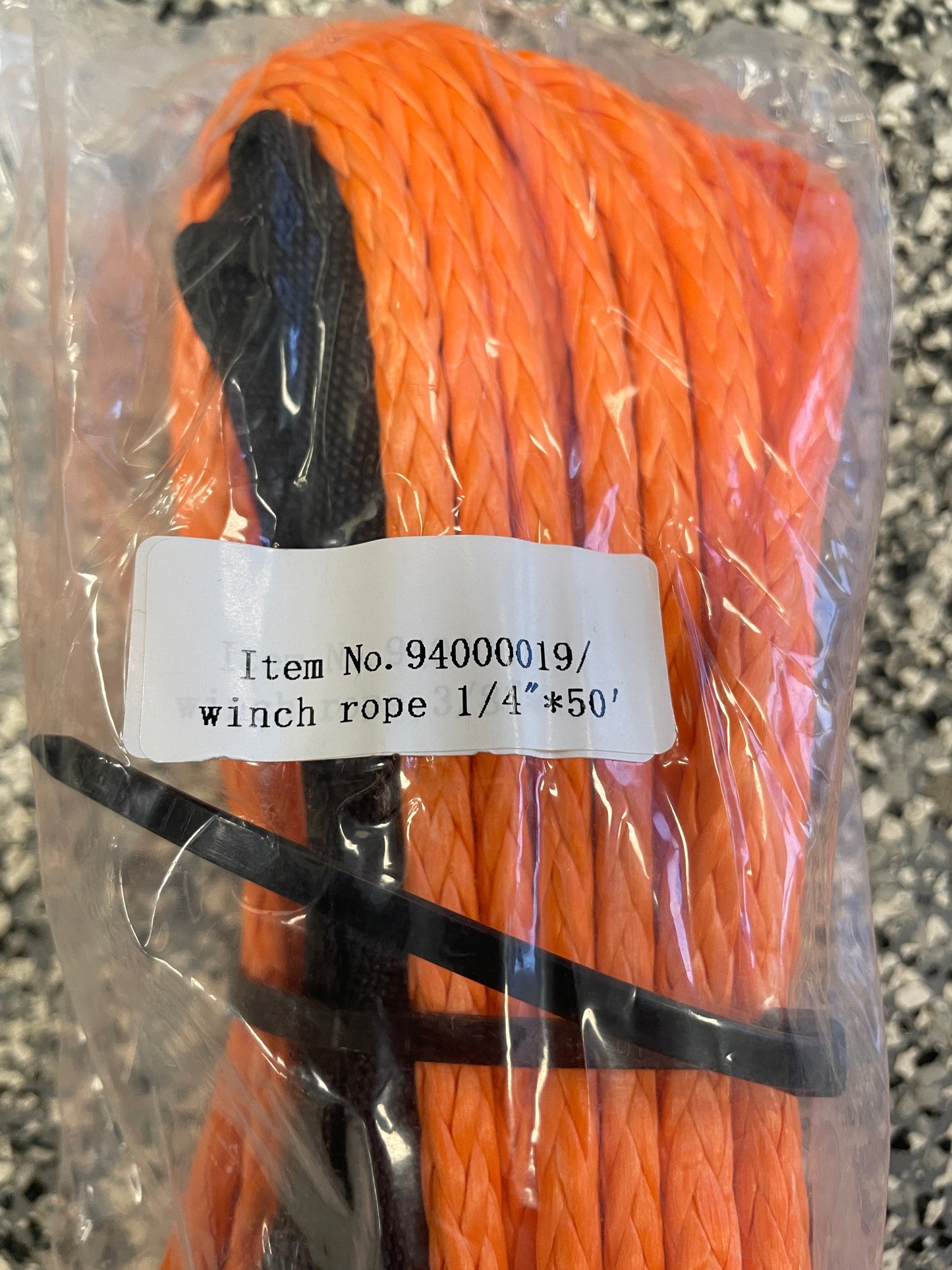 UHMWPE Winch Rope 1/4" x 50"- Black