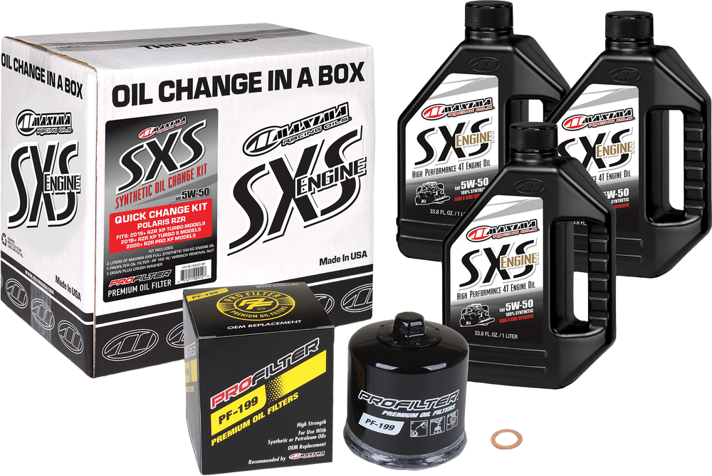 MAXIMA SXS 2019-2021 RZR OIL QUICK CHANGE KIT 10W50/5W50 WITH BLACK OIL FILTER