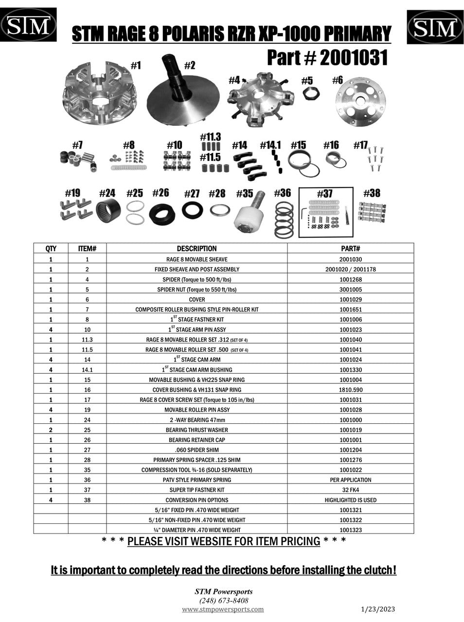 STM Rage 8 RZR XP1000/General 1000/General XP 1000/RZR S 1000 Primary