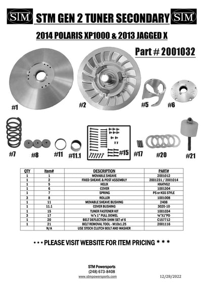 2014 XP1000 / Jagged X Gen 2 Tuner Secondary Assembly
