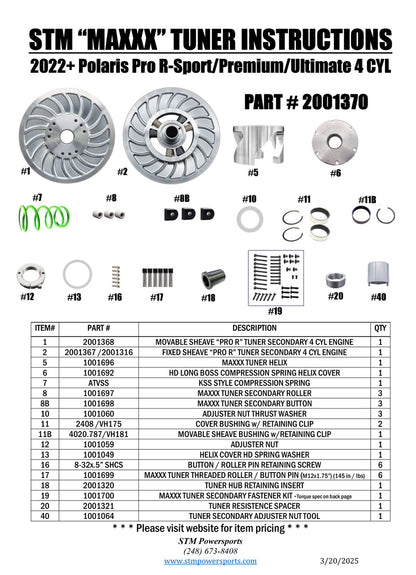 PRO "R" MAXXX STM Tuner Secondary 4 Cylinder Engines