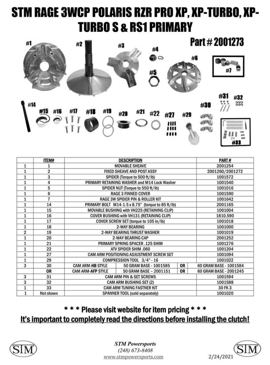 STM Primary 3WCP Drive Clutch for (2024-25) Polaris Xpedition 1000