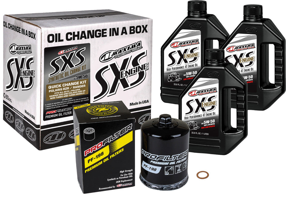 2013-2019 RZR/Rangers MAXIMA SXS OIL QUICK CHANGE KIT 10W50 WITH BLACK OIL FILTER