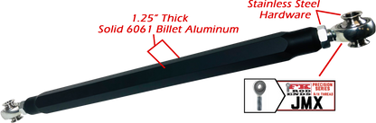 We utilize ONLY industry leading FK Brand Spherical bearings equipped with a cloth PTFE liner for durability on the high clearance lower rods and use FK brand JMX heims on the upper rods. There is no better joint to use on the planet.  The Heims are spaced for your machineÃ¢â‚¬â„¢s width so its bolt and go with little to no adjusting!  Our rods are fully covered by a no hassle no BS warranty. If you damage a rod, we guarantee to replace it no questions asked, at all. 