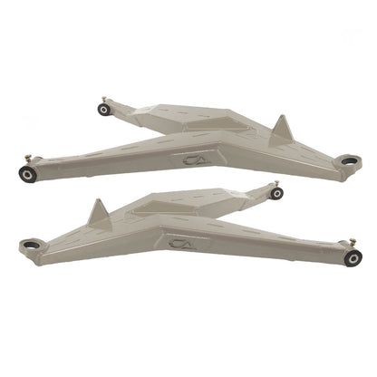 Can-Am Maverick X3 Lower Boxed Control Arms are laser cut from 4130 chromoly then CNC broke for quality and accuracy. Comes complete with 25% larger bushings installed to decrease wear and increase bushing life. Made with TIVARÃ‚Â® a high quality UHMW-PE material and is resistant to most all chemicals and conditions.