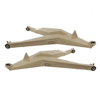 Can-Am Maverick X3 Lower Boxed Control Arms are laser cut from 4130 chromoly then CNC broke for quality and accuracy. Comes complete with 25% larger bushings installed to decrease wear and increase bushing life. Made with TIVARÃ‚Â® a high quality UHMW-PE material and is resistant to most all chemicals and conditions.