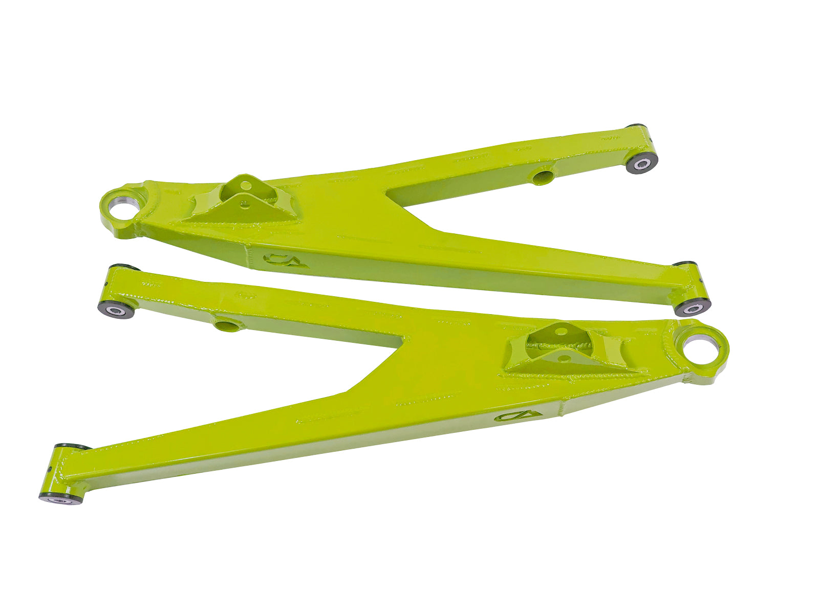 Can-Am Maverick X3 Upper Boxed Control Arms are laser cut from 4130 chromoly then CNC broke for quality and accuracy. Comes complete with 25% larger bushings installed to decrease wear and increase bushing life. Made with TIVARÃ‚Â® a high quality UHMW-PE material and is resistant to most all chemicals and conditions. 