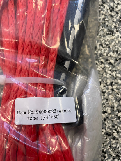 UHMWPE Winch Rope 1/4" x 50"- Black