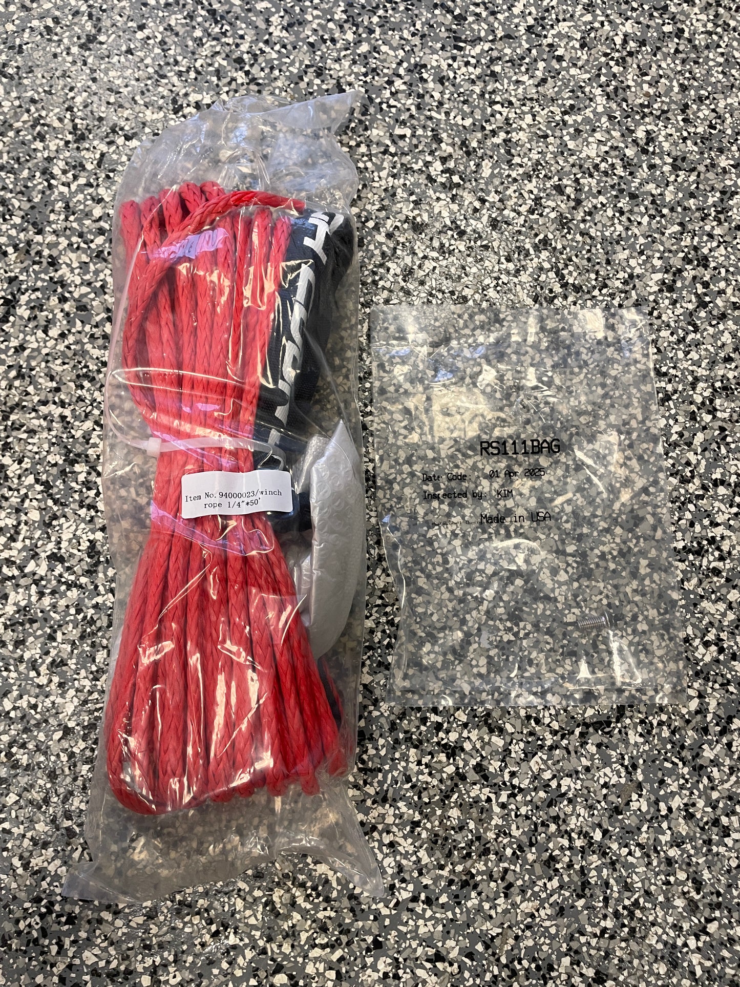 UHMWPE Winch Rope 1/4" x 50"- Black