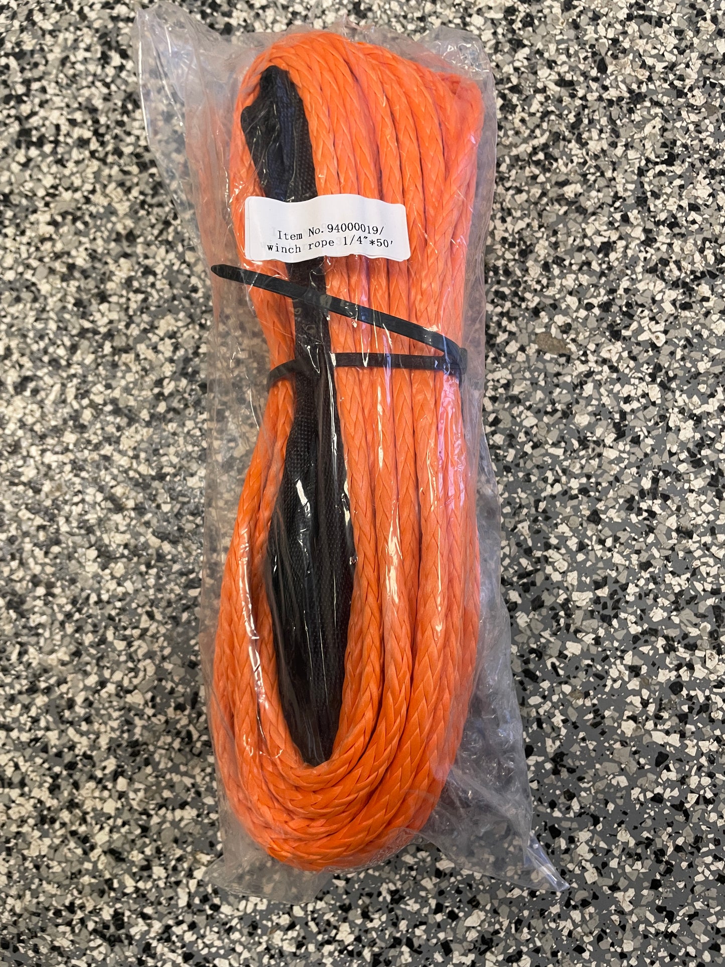UHMWPE Winch Rope 1/4" x 50"- Black