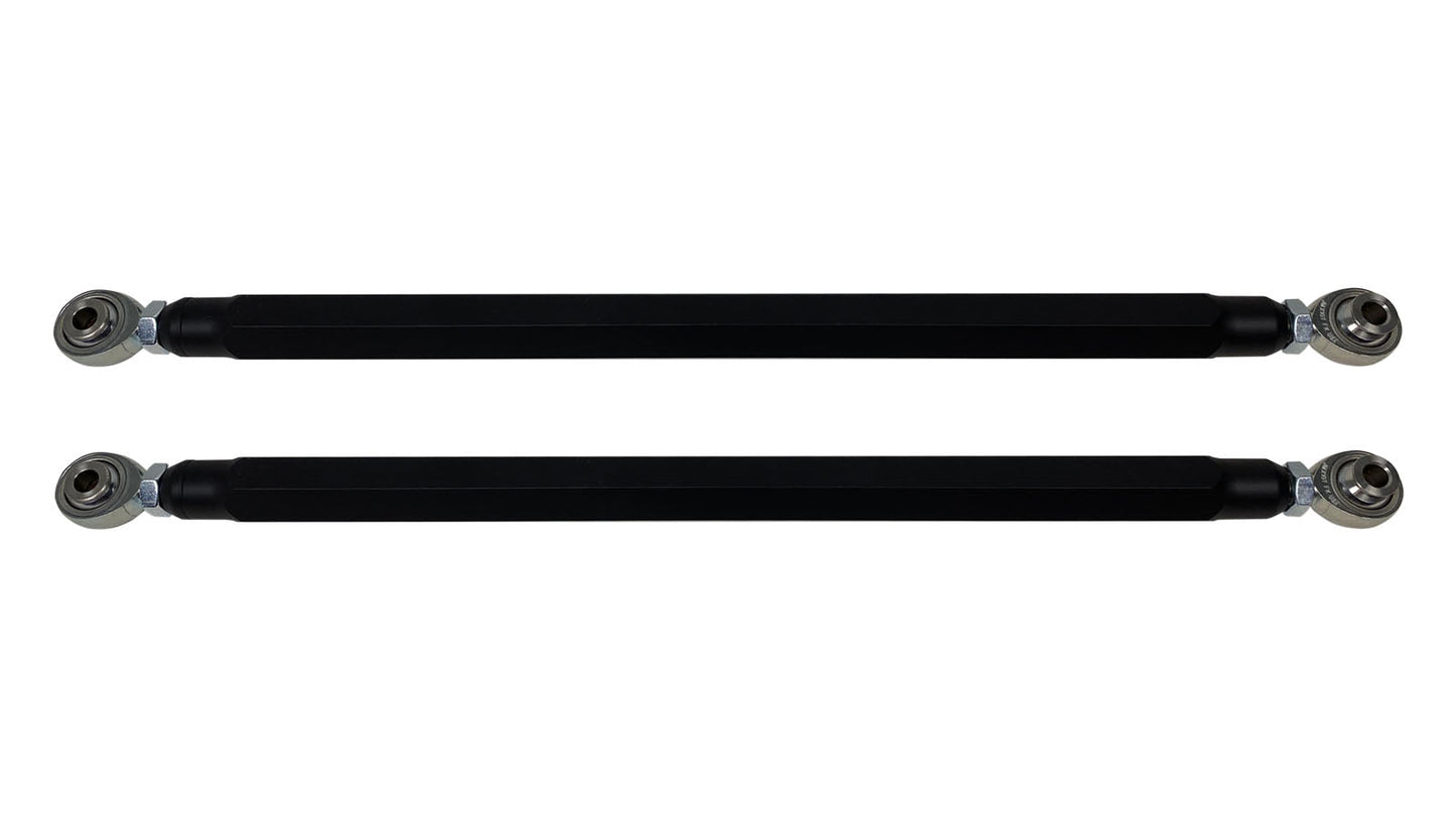 We utilize ONLY industry leading FK Brand Spherical bearings equipped with a cloth PTFE liner for durability on the high clearance lower rods and use FK brand JMX heims on the upper rods. There is no better joint to use on the planet. The Heims are spaced for your machineÃ¢â‚¬â„¢s width so its bolt and go with little to no adjusting! Our rods are fully covered by a no hassle no BS warranty. If you damage a rod, we guarantee to replace it no questions asked, at all.