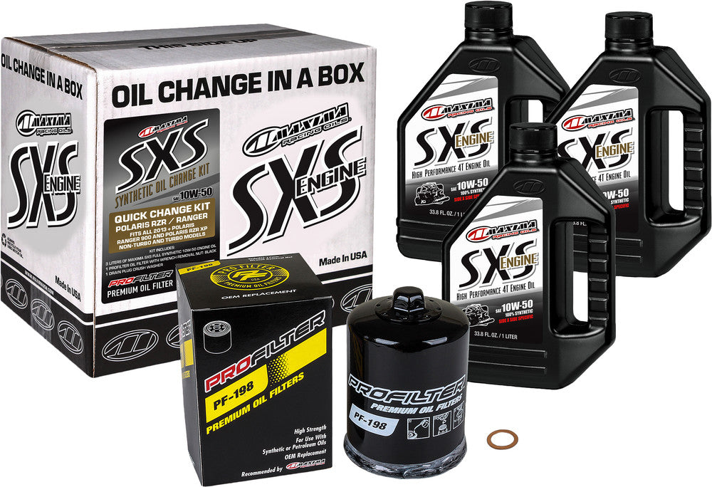 2013-2019 RZR/Rangers MAXIMA SXS OIL QUICK CHANGE KIT 10W50 WITH BLACK OIL FILTER