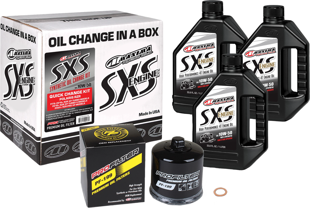 MAXIMA SXS 2019-2021 RZR OIL QUICK CHANGE KIT 10W50/5W50 WITH BLACK OIL FILTER