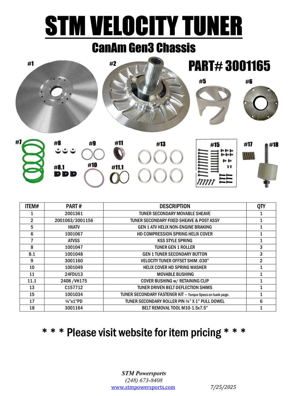 VELOCITY Tuner Secondary Assembly Can-Am / For Outlander Models with the stock P-Drive system
